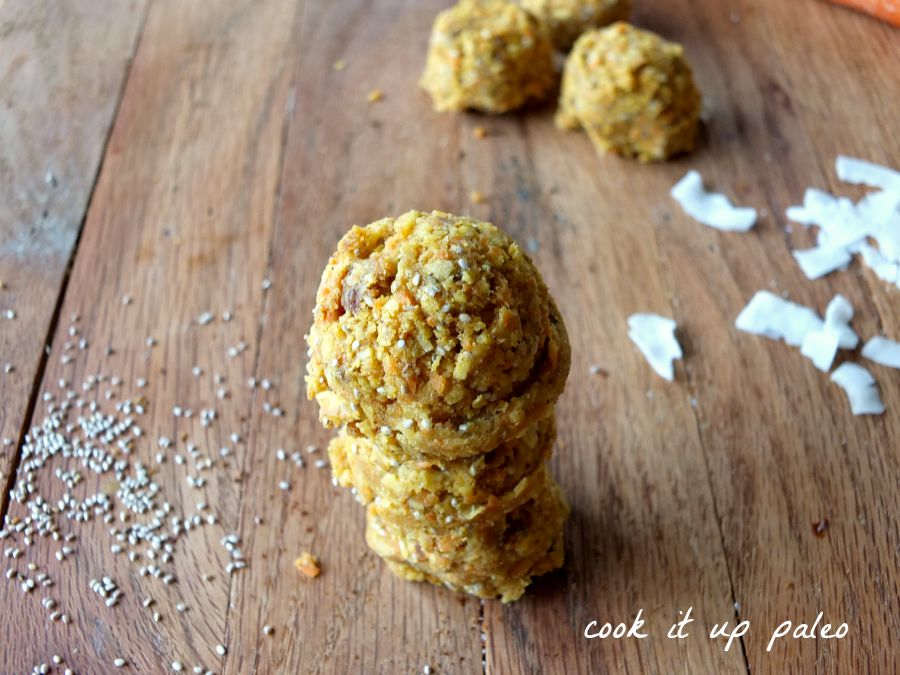 Paleo No-Bake Carrot Cake Cookies - nut free, vegan, no bake, 5 minutes prep! | Cook It Up Paleo