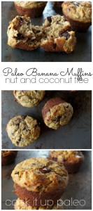 Paleo Banana Muffins with Chocolate Chunks (nut and coconut free) | Cook It Up Paleo